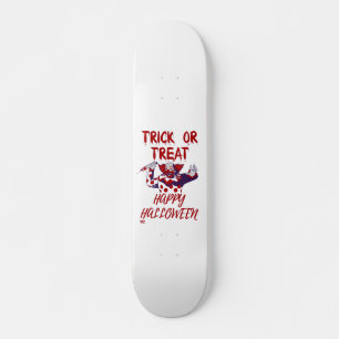 "TRICK OR TREAT SCARY CLOWN" halloween funny  Skateboard