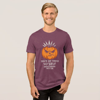 Trick or Treat Shirt, Punk Pumpkin Halloween Gift Tri-Blend Shirt