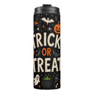 Trick or Treat Skeletons Pumpkins Halloween Candy Thermal Tumbler
