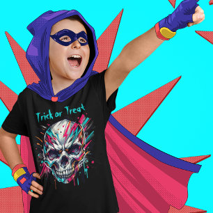 Trick or Treat Skull,Abstract, Kids Halloween T-Shirt