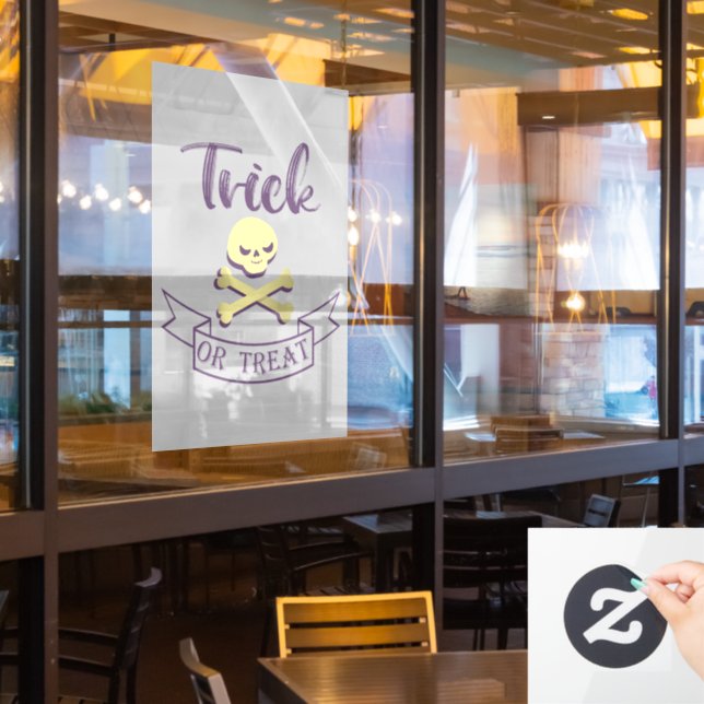 Trick or treat skull crossbones Halloween ribbon (Restaurant Window)