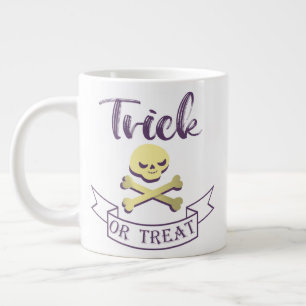 Trick or treat skull crossbones Halloween ribbon Large Coffee Mug