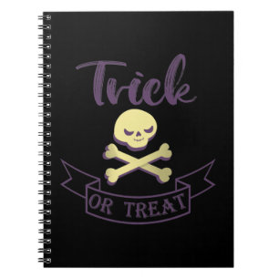Trick or treat skull crossbones Halloween ribbon Notebook