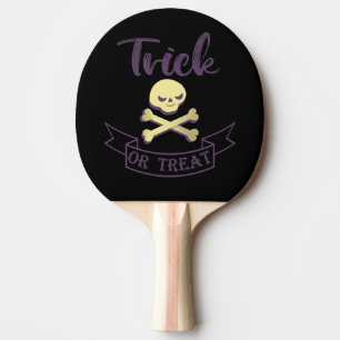 Trick or treat skull crossbones Halloween ribbon Ping Pong Paddle