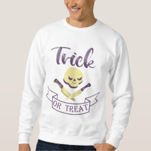 Trick or treat skull crossbones Halloween ribbon Sweatshirt