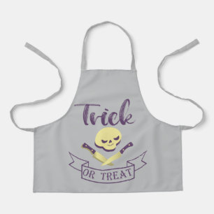 Trick or treat skull crossbones Halloween ribbon T Apron