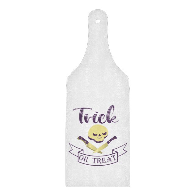 Trick or treat skull crossbones Halloween ribbon T Cutting Board (Front)