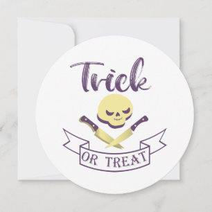 Trick or treat skull crossbones Halloween ribbon T Invitation