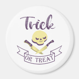 Trick or treat skull crossbones Halloween ribbon T Magnet