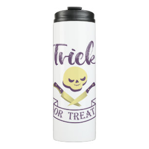 Trick or treat skull crossbones Halloween ribbon T Thermal Tumbler