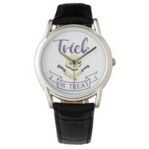 Trick or treat skull crossbones Halloween ribbon T Watch