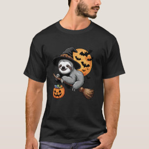 Trick or Treat Sloth Witch Halloween Pumpkin Candy T-Shirt