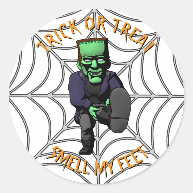 Trick or Treat Smell my Feet-Frankenstein Sticker (Front)