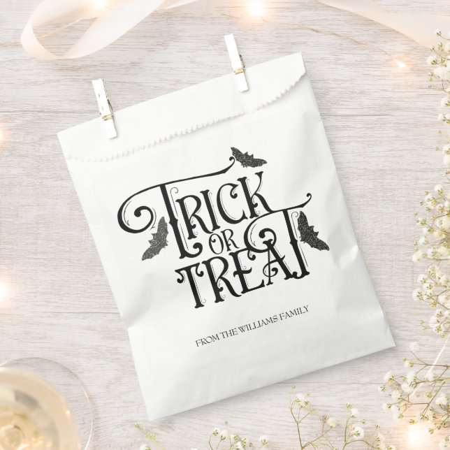 Trick or Treat Sparkly Halloween Party Favour Bags (Clipped)