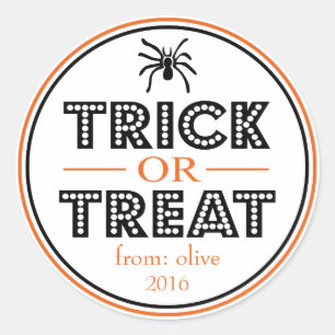 Trick Or Treat Spider (Black / Orange) Classic Round Sticker
