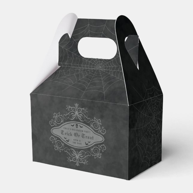 Trick Or Treat Spider Web Dark Gothic Halloween Favour Box (Front Side)