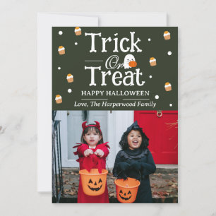 Trick or Treat Spooky Halloween family Photo Holiday Card