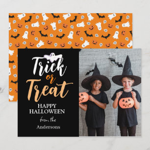 Trick or Treat Spooky Halloween Family Photo Holiday Card