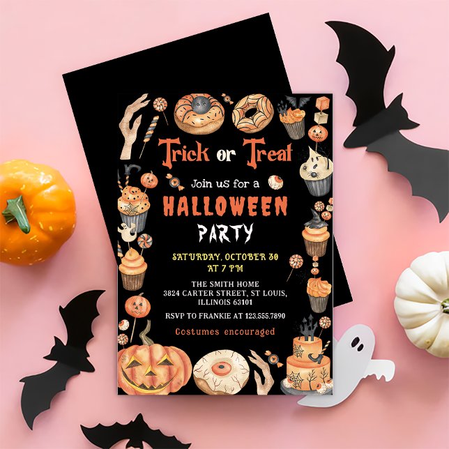 Trick or Treat Spooky Halloween Party invitation (Creator Uploaded)