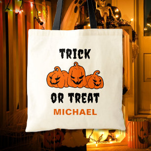 Trick Or Treat Spooky Orange Pumpkins Halloween Tote Bag