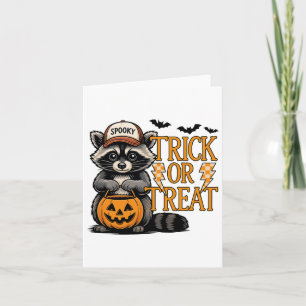 Trick Or Treat Spooky Racoon Feral Halloween Men Card