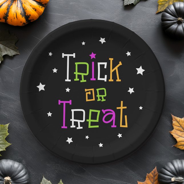 Trick or treat stars Halloween  stars Paper Plate (Trick or treat stars Halloween stars Paper Plates)