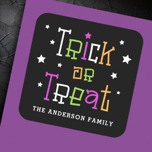 Trick or treat stars Happy Halloween Square Sticker