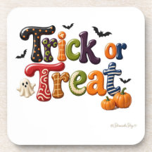 Trick or Treat Striped Letters with Bats