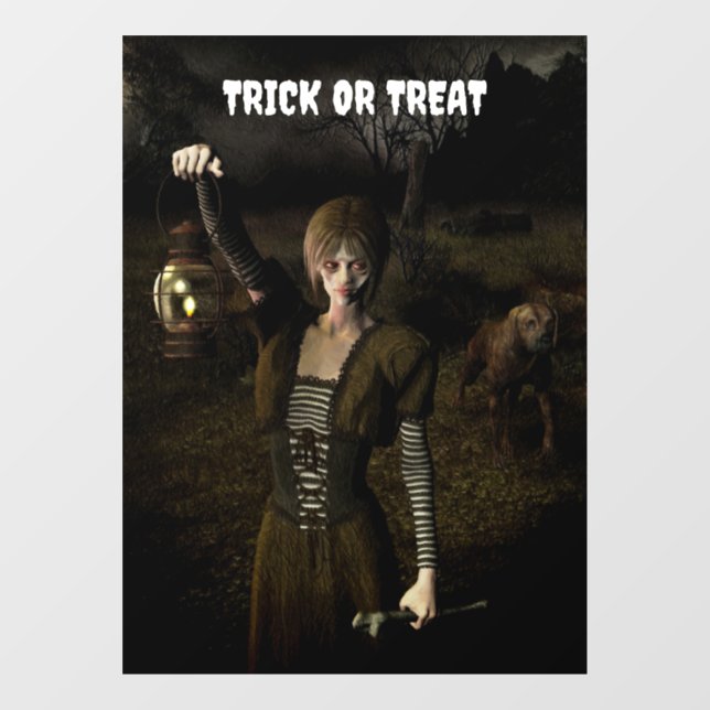 Trick or Treat. Thin female carrying lamp (Sheet)