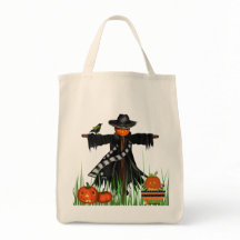 Trick or Treat Tote Bag with Pumpkins Scarecrow