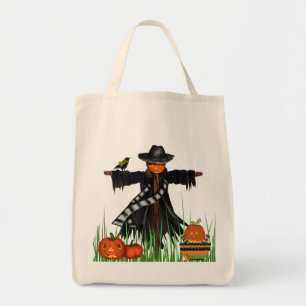 Trick or Treat Tote Bag with Pumpkins Scarecrow