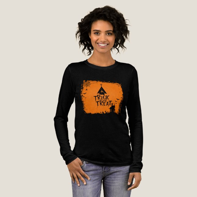 trick or treat Tri-Blend shirt (Full Front)