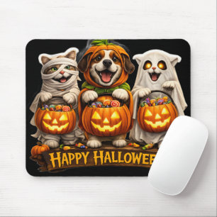 Trick-or-treat trio whimsical happy Halloween mous Mouse Pad