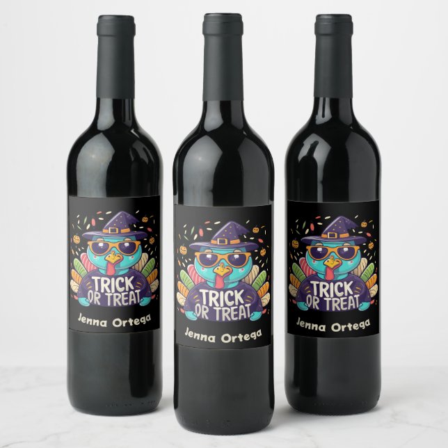 Trick or Treat Turkey - Hocus Pocus Wine Label (Bottles)