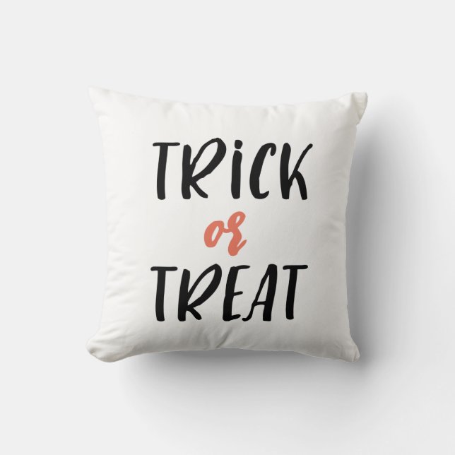Trick or Treat Typography Halloween Cushion (Front)
