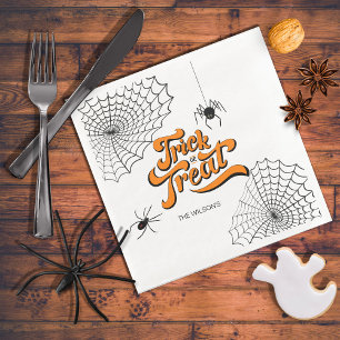 Trick or Treat Typography w/Spiders ID680 Napkin