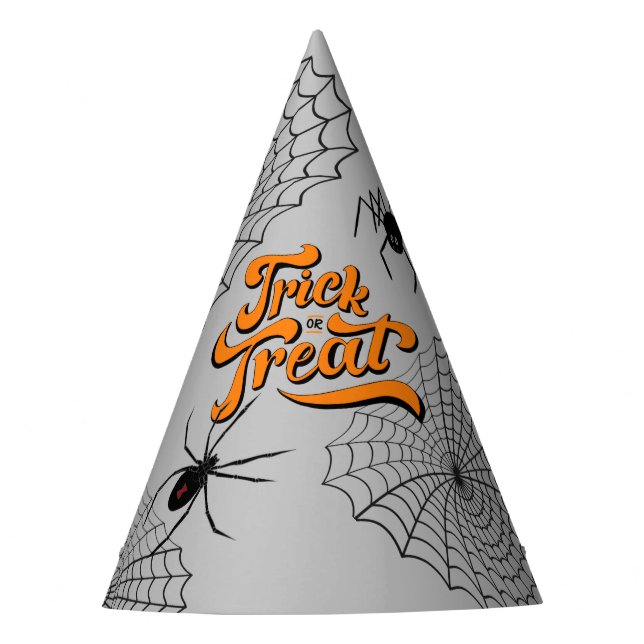 Trick or Treat Typography w/Spiders ID680 Party Hat (Front)