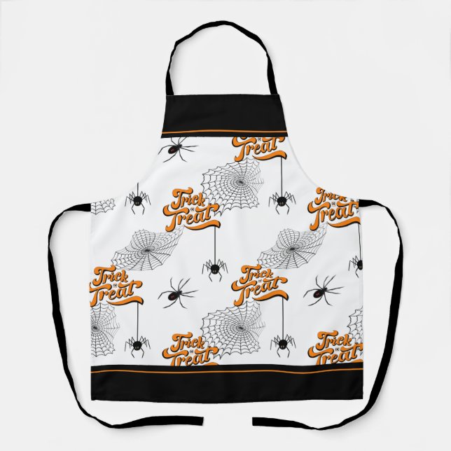 Trick or Treat Typography w/Spiders Pattern ID680 Apron (Front)