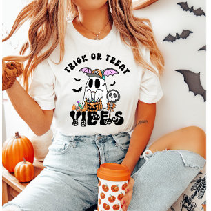 Trick or Treat Vibes Retro Ghost Candy Halloween T-Shirt