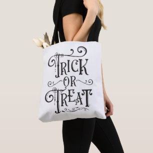 Trick or Treat Vintage Typography Type Halloween Tote Bag