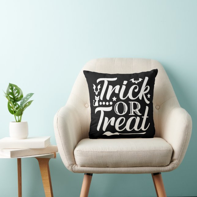 Trick Or Treat White Modern Typography Halloween Cushion (Chair)