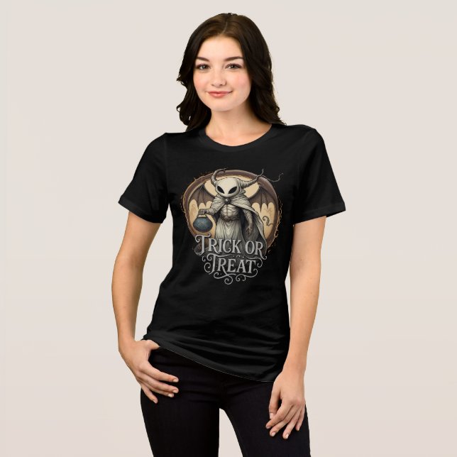 Trick or Treat Winged Demon Design Tri-Blend Shirt (Front Full)
