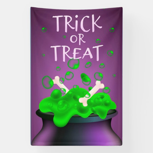 Trick or Treat Witches Cauldron with Bones  Banner (Vertical)