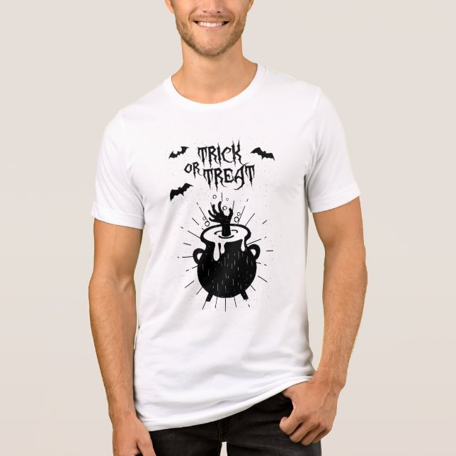 trick or treat witch's cauldron Tri-Blend shirt (Front)