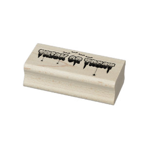 Trick or Treat with Bats Rubber Stamp