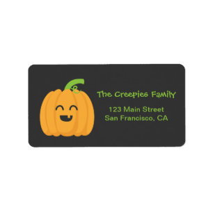 Trick or Treat with Cute Pumpkin for Halloween Label