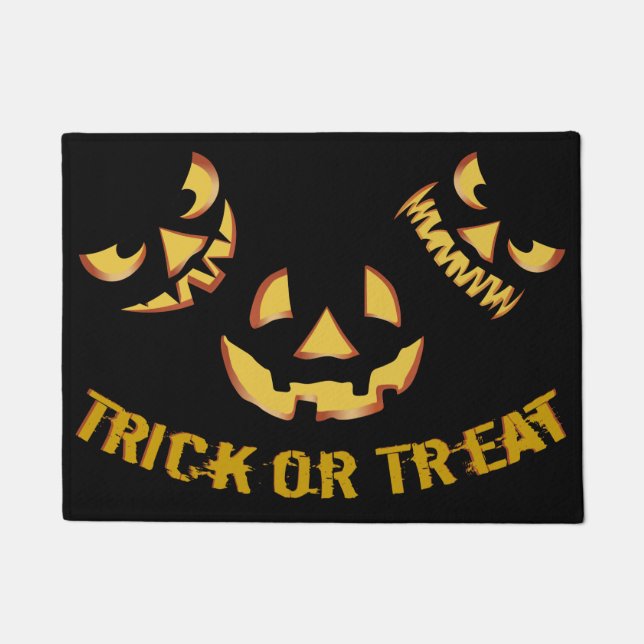 Trick or Treat with Pumpkin Face Doormat (Front)