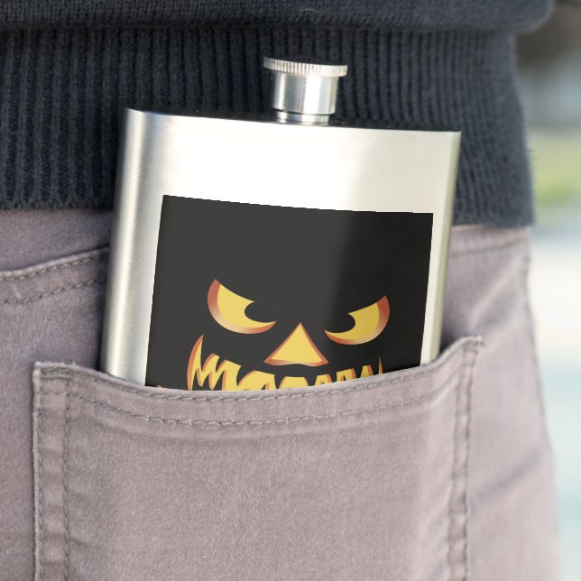 Trick or Treat with Pumpkin Face Hip Flask (In Situ)