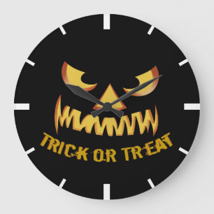 Trick or Treat with Pumpkin Face Large Clock