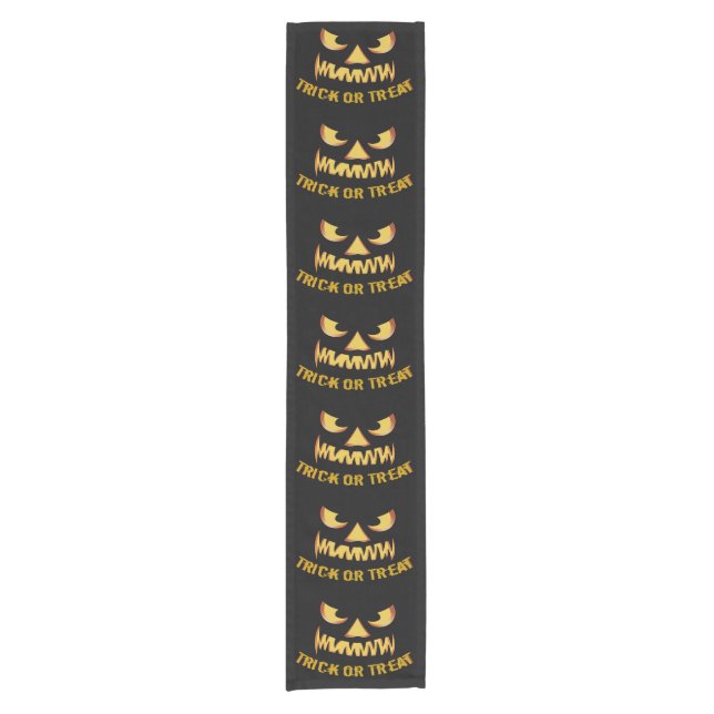 Trick or Treat with Pumpkin Face Short Table Runner (Front)